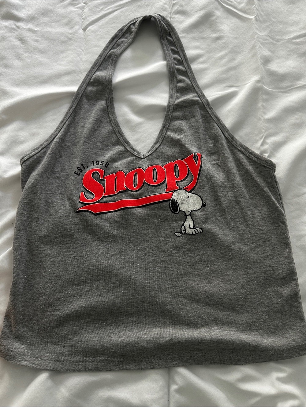 Hybrid Apparel Gray Snoopy Graphic Halter Tank